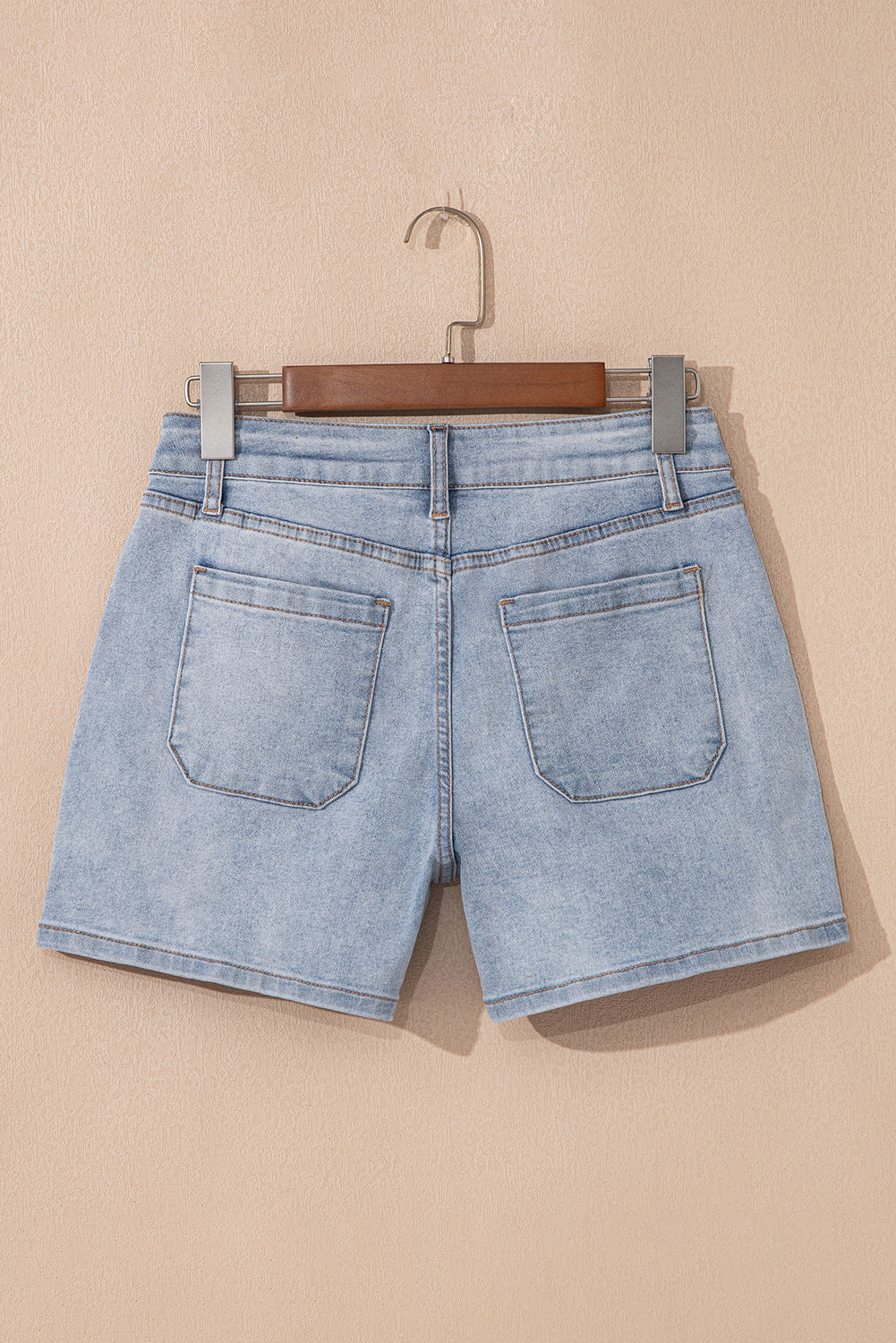 Beau Blue Light Wash High Rise Denim Shorts