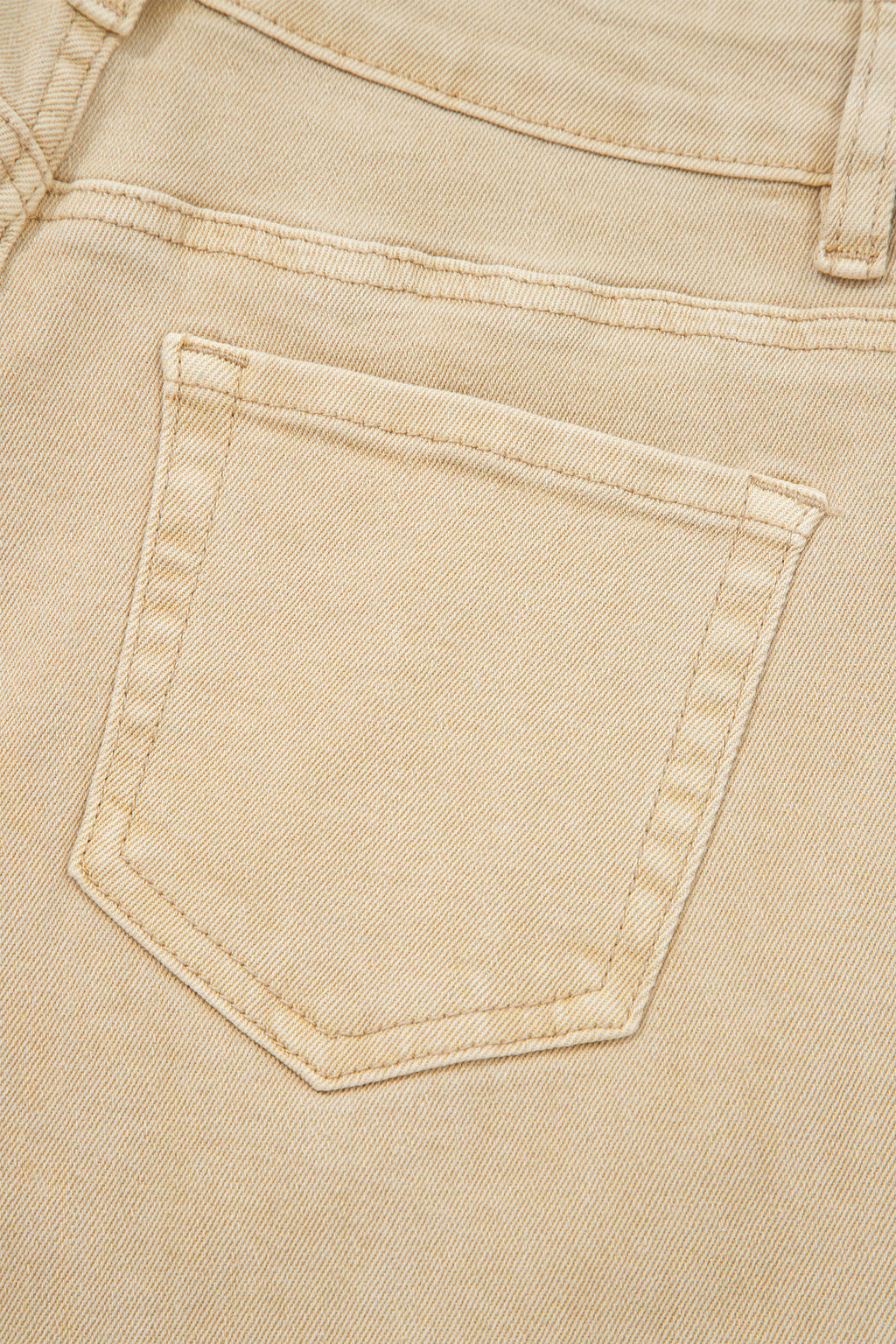 Apricot Solid Color Seamed Center Wide Leg Cropped Jeans