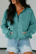 Canton Half Zip Kangaroo Pocket Mineral Wash Baggy Hoodie