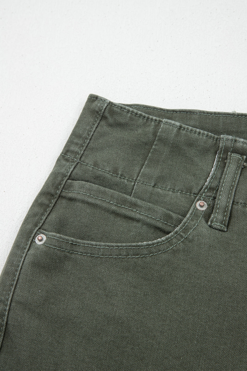 Mist Green 2-Button High Waist Flared Bottom Jeans