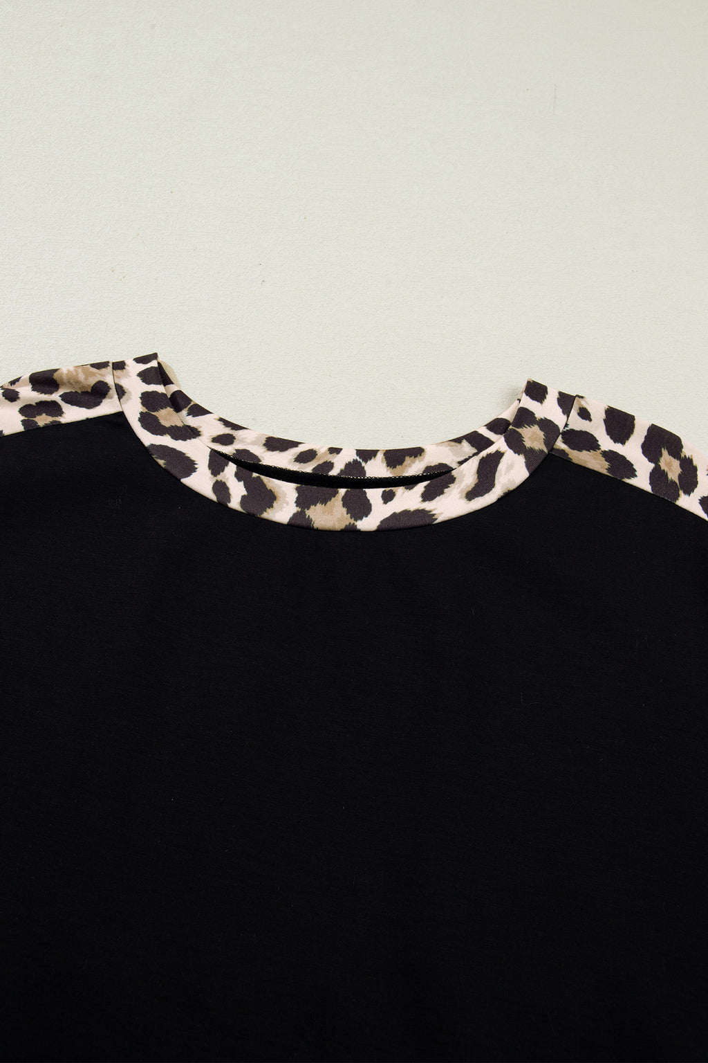 Black Plus Size Leopard Print Patchwork Shift T Shirt Dress with Pockets