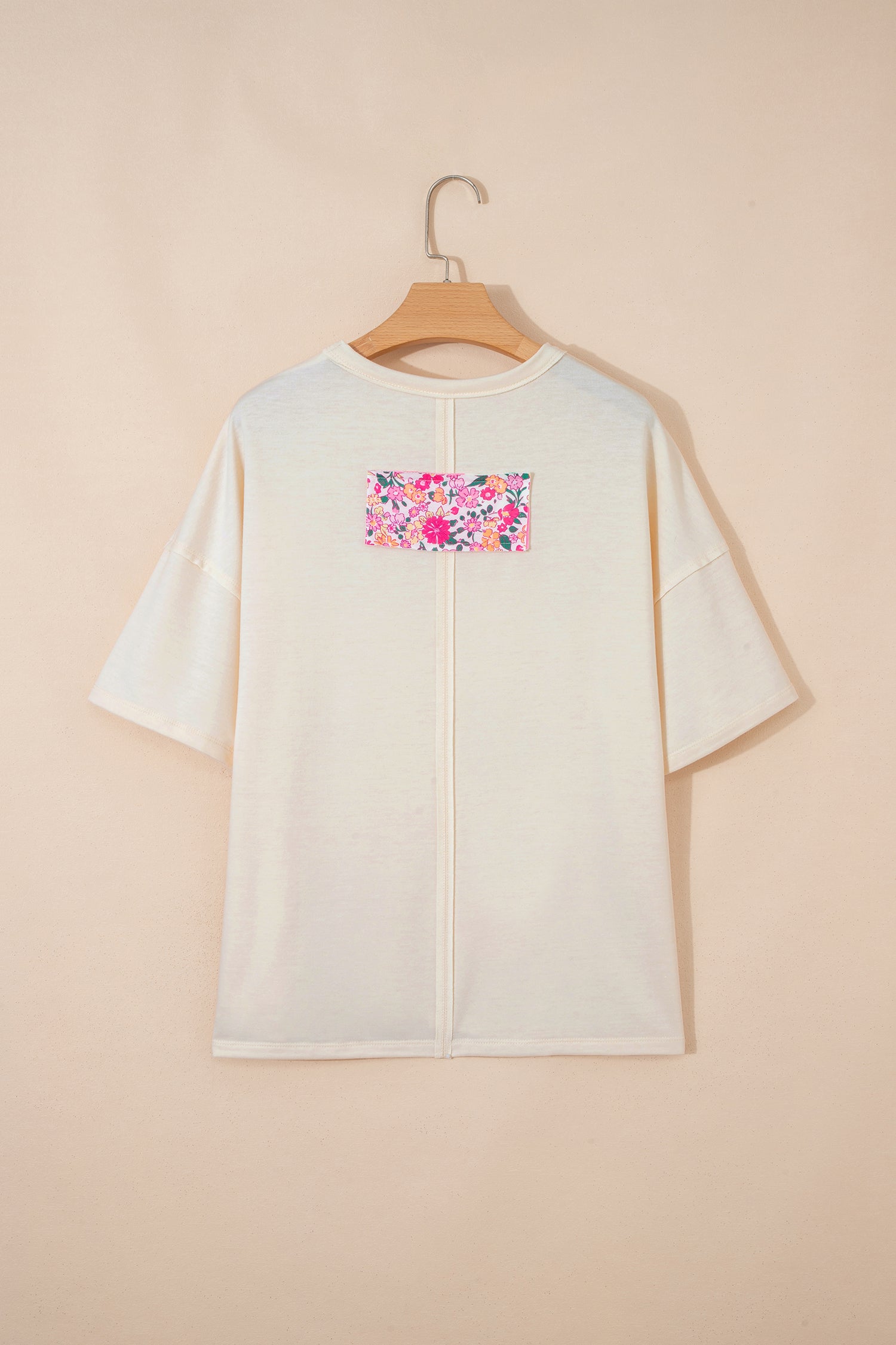 Jet Stream Floral Patched Raw Seam Big Flower Oversize Tee